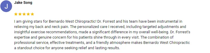 Chiropractic San Diego CA Jake Song Testimonial