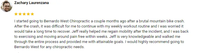 Chiropractic San Diego CA Zachary Laurenzana Testimonial