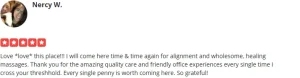 Chiropractic San Diego CA Nercy W Testimonial